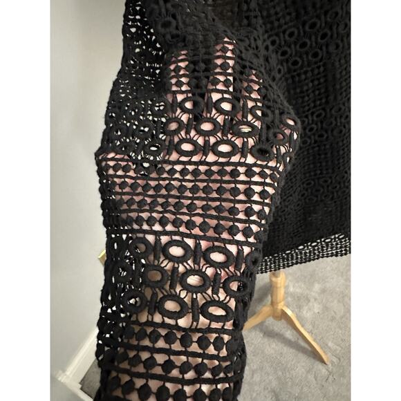 Talbots Black 3/4 Sleeve Scoop Neck Lace Overlay Top Size 1X READ - Picture 3 of 11